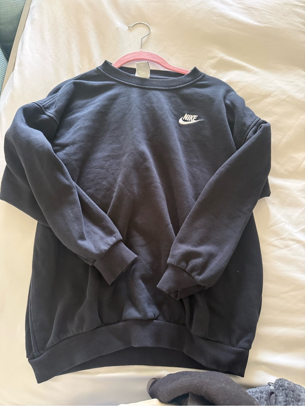 Nike Men's Crewneck Sweatshirt - Dark Navy with White Logo